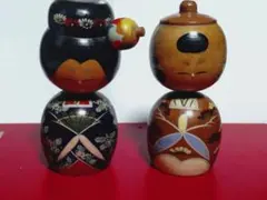 伝統的な木製こけし夫婦人形セット