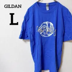 GILDAN 【L】青色 ブルー 半袖 Tシャツ ビッグシルエット イラスト