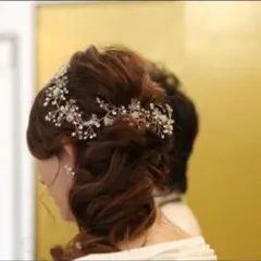 【美品】小枝 ヘアアクセサリー ビジュー ブライダル ボンネ 結婚 成人式