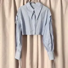 【値下げしました！】chico チコ ストライプシャツ クロップドシャツ