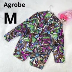アグローブ テーラードジャケット 総柄 派手柄 カラフル コットン M
