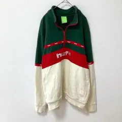 激レア✨HUF ハーフジップトレーナー スウェット センター刺繍ロゴ 裏起毛