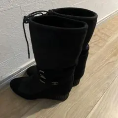 CHANEL レザー ブーツ ブラック