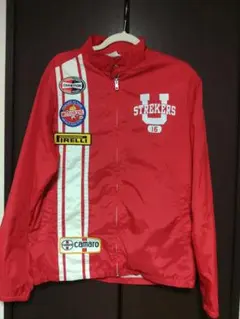 古着　Championチャンピオン　薄手ナイロンレーシングジャケット　L 　赤