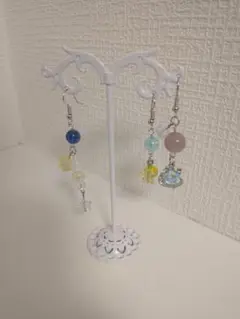 星と願いシリーズ＊天然石アクセサリー:ピアス3点セット