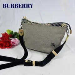 バーバリーブルーレーベル ワンショルダー キャンバス 　ノバチェック　グレー