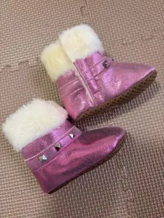 ピンク ファーブーツ スタッズ付き 10cm