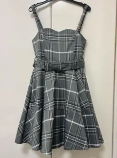 【美品】TITTY & CO. フレアミニジャンスカ グレー　チェック
