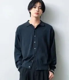 SINSS ニットポロカーディガン L チャコール