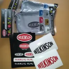 ウィルキンソン　クリアポーチ２個　ロゴステッカー３種セット