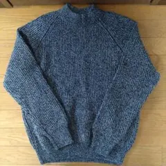 ハイネックニット セーター ダークブルー グレー