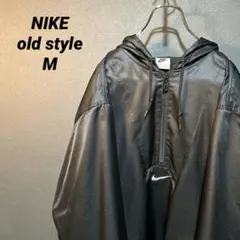 【美品】NIKE ナイキ　ハーフジップナイロンジャケット　銀タグ ブラック　M