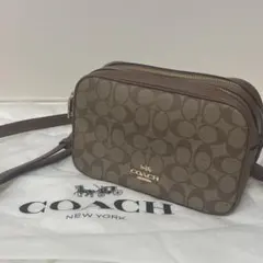 極美品 COACH シグネチャー PVC ショルダーバッグ ブラウン