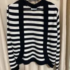 GLACIER Mサイズ 長袖カーディガン 黒と白のストライプ
