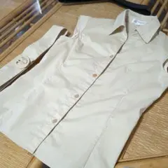 未使用品【MICHEL KLEIN】コットンフレンチスリーブデザインブラウス３８