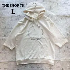 【THE SHOP TK】5分袖 ロゴプリントパーカー Ｌ カジュアル 白系のサムネイル