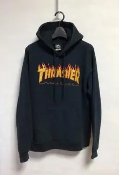 THRASHER フレイムロゴ パーカー ブラック S