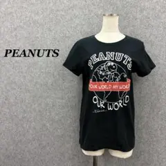 PEANUTS 땅콩 스누피 티셔츠 LL 블랙 코튼 100% 반팔