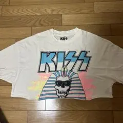 KISS スカルデザイン クロップドTシャツ