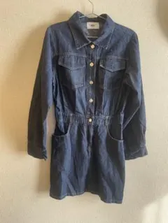 RiLi ダークブルー デニムカバーオール