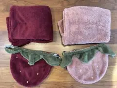 【美品】GU いちご 4WAYブランケット 2点セット