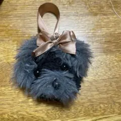 犬の顔チャーム グレーと黒