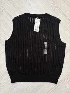 UNIQLO メッシュクルーネックショートセーター(ノースリーブ) XL