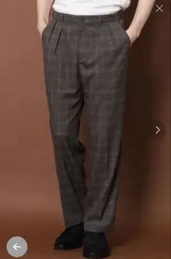 【men's FUDGE11月号掲載】チェックストレッチ ワイドトラウザーズ