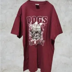 US古着✨00s✨希少【L】​ 半袖Tシャツ ブルドッグ 犬　ボルドー　アニマルのサムネイル