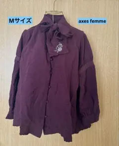 【axes femme】　アクシーズファム　トップス　リボン　刺繍　Mサイズ