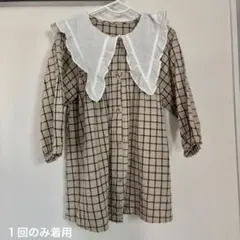 チェック柄フリル襟ワンピース 100cm 入園式