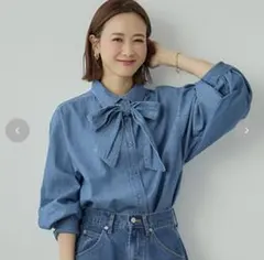 田中里奈　デニムボウタイブラウス　mysacloset