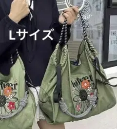 2way フラワー　人気　ストラップつき　刺繍エコバッグ　トートバッグ　買い物