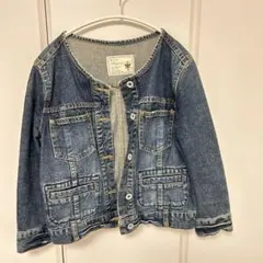 ノーカラー デニムジャケット