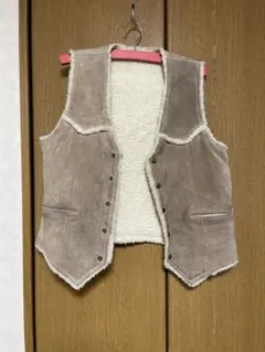 リバーシブル ムートンベスト ボア×スエード 古着