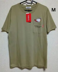 SNOOPY フライングエース Tシャツ ポケット付き ベージュ М
