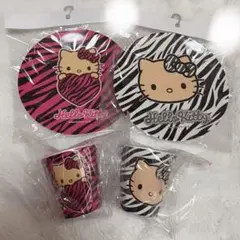 ハローキティお皿 メラミンプレート キティちゃん ゼブラ ヒョウ柄