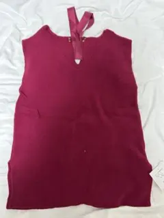 ワインレッド ノースリーブセーター Fサイズ