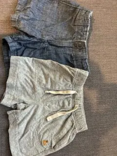 70gapベビーショートパンツ2点セット（グレー・ネイビー）