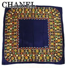 C707/CHANEL シャネル スカーフ ネイビー ゴールド ココ C707/CHANEL シャネル スカーフ ネイビー ゴールド ココ - メルカリ