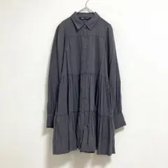 ザラ ZARA シャツワンピース 長袖 フレア 【S】 グレー