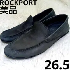 美品！ロックポート 本革 デッキシューズ スリッポン 黒 26.5cm