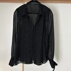 ZARA ブラック シースルー長袖シャツ ゆったりシャツ