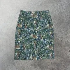 総柄スカート ひざ丈 レトロ古着　大人ナチュラル系