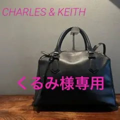 【匿名配送】チャールズ＆キースブラックボストンバッグ レザー ミディアム 美品