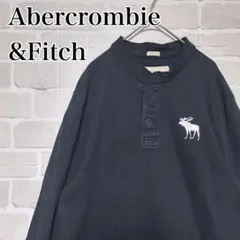 アバクロンビー&フィッチ　長袖カットソー　ネイビー　トレーナー　刺繍ロゴ　XL