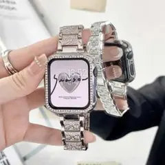 Apple Watch用 キラキラジュエリーメタルバンド＆ケースシルバー40mm