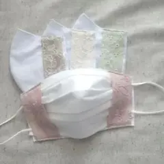 刺繍レース不織布マスクカバー4枚セット