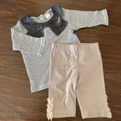 Cottoli 襟付きストライプトップス　panpantutuレギンス　 セット
