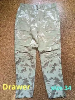 【Drawer】美品 カモフラージュ柄 カーキ 7分丈 パンツ size34のサムネイル